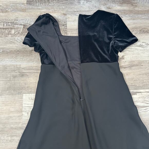 Vintage Donna Ricco Black Velvet Chiffon Midi Dress Made in USA Size 8 - Picture 4 of 6